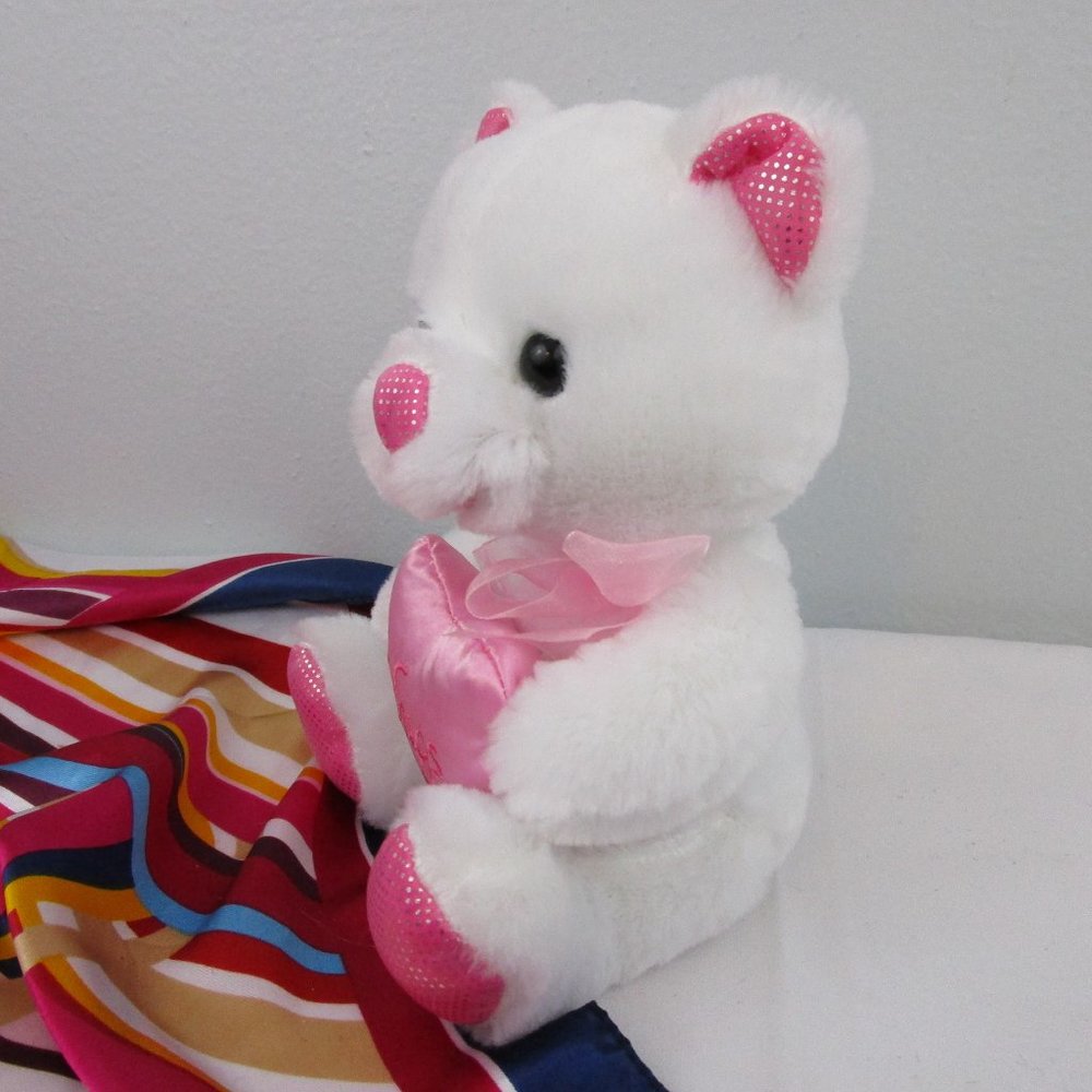 💕Kids Host Pick💕 Plush White Teddy Bear with Satin Heart - Picture 3 of 6